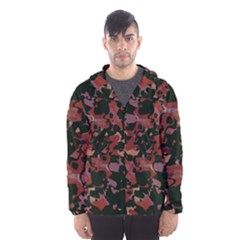 Red Dark Camo Abstract Print Men s Hooded Windbreaker by dflcprintsclothing