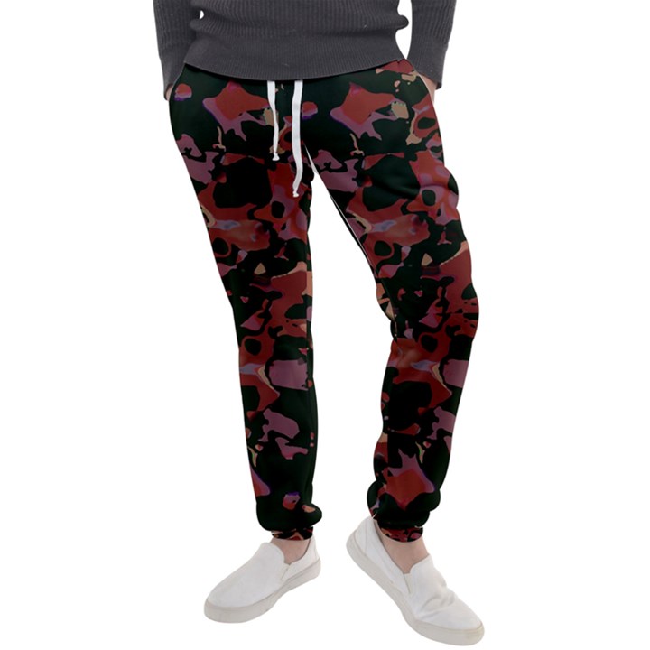 Red Dark Camo Abstract Print Men s Jogger Sweatpants