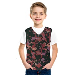 Red Dark Camo Abstract Print Kids  Sportswear