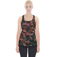 Red Dark Camo Abstract Print Piece Up Tank Top