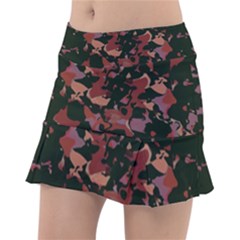 Red Dark Camo Abstract Print Tennis Skorts by dflcprintsclothing