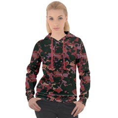 Red Dark Camo Abstract Print Women s Overhead Hoodie by dflcprintsclothing