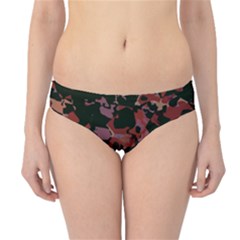 Red Dark Camo Abstract Print Hipster Bikini Bottoms by dflcprintsclothing