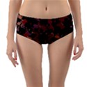 Red Dark Camo Abstract Print Reversible Mid-Waist Bikini Bottoms View1