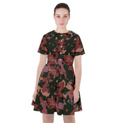 Red Dark Camo Abstract Print Sailor Dress by dflcprintsclothing