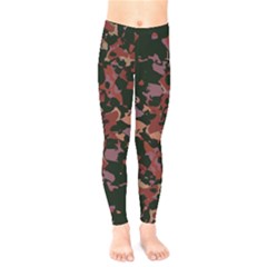 Red Dark Camo Abstract Print Kids  Leggings