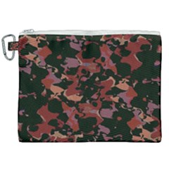 Red Dark Camo Abstract Print Canvas Cosmetic Bag (xxl)