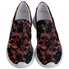 Red Dark Camo Abstract Print Women s Lightweight Slip Ons by dflcprintsclothing