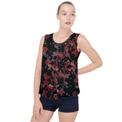 Red Dark Camo Abstract Print Bubble Hem Chiffon Tank Top by dflcprintsclothing