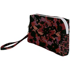 Red Dark Camo Abstract Print Wristlet Pouch Bag (small) by dflcprintsclothing