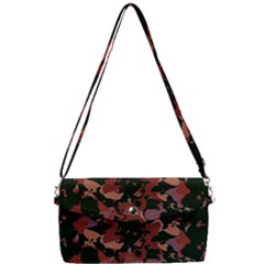 Red Dark Camo Abstract Print Removable Strap Clutch Bag