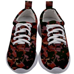 Red Dark Camo Abstract Print Kids Athletic Shoes by dflcprintsclothing