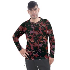 Red Dark Camo Abstract Print Men s Pique Long Sleeve Tee