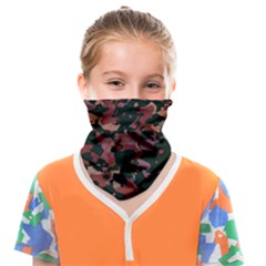 Red Dark Camo Abstract Print Face Covering Bandana (kids) by dflcprintsclothing