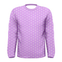 White Polka Dot Pastel Purple Background, pink color vintage dotted pattern Men s Long Sleeve Tee