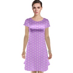 White Polka Dot Pastel Purple Background, pink color vintage dotted pattern Cap Sleeve Nightdress