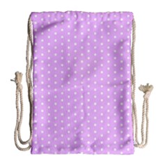 White Polka Dot Pastel Purple Background, pink color vintage dotted pattern Drawstring Bag (Large)