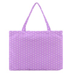 White Polka Dot Pastel Purple Background, pink color vintage dotted pattern Zipper Medium Tote Bag