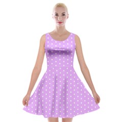 White Polka Dot Pastel Purple Background, pink color vintage dotted pattern Velvet Skater Dress