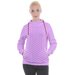 White Polka Dot Pastel Purple Background, pink color vintage dotted pattern Women s Hooded Pullover