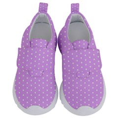 White Polka Dot Pastel Purple Background, pink color vintage dotted pattern Kids  Velcro No Lace Shoes