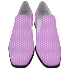 White Polka Dot Pastel Purple Background, pink color vintage dotted pattern Women Slip On Heel Loafers