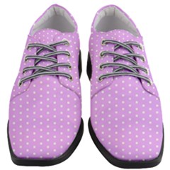 White Polka Dot Pastel Purple Background, pink color vintage dotted pattern Women Heeled Oxford Shoes