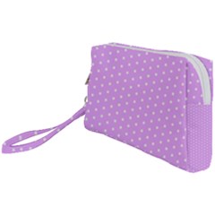 White Polka Dot Pastel Purple Background, pink color vintage dotted pattern Wristlet Pouch Bag (Small)