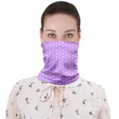 White Polka Dot Pastel Purple Background, pink color vintage dotted pattern Face Covering Bandana (Adult)