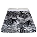 Black and white leafs pattern, tropical jungle, nature themed Fitted Sheet (Queen Size) View1