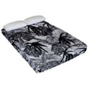 Black and white leafs pattern, tropical jungle, nature themed Fitted Sheet (Queen Size) View2