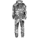 Black and white leafs pattern, tropical jungle, nature themed Hooded Jumpsuit (Men)  View1