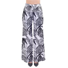 Black And White Leafs Pattern, Tropical Jungle, Nature Themed So Vintage Palazzo Pants by Casemiro