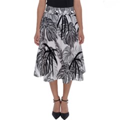 Black And White Leafs Pattern, Tropical Jungle, Nature Themed Perfect Length Midi Skirt by Casemiro