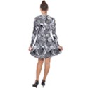 Black and white leafs pattern, tropical jungle, nature themed Long Sleeve Panel Dress View2