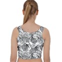 Black and white leafs pattern, tropical jungle, nature themed Velvet Racer Back Crop Top View2