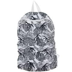 Black And White Leafs Pattern, Tropical Jungle, Nature Themed Foldable Lightweight Backpack by Casemiro