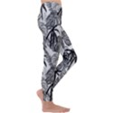 Black and white leafs pattern, tropical jungle, nature themed Kids  Lightweight Velour Leggings View3