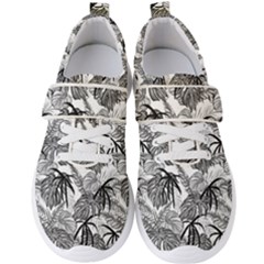 Black And White Leafs Pattern, Tropical Jungle, Nature Themed Men s Velcro Strap Shoes by Casemiro