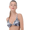 Black and white leafs pattern, tropical jungle, nature themed Knot Up Bikini Top View1