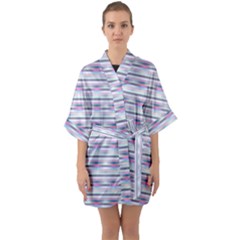 Pastel Lines, Bars Pattern, Pink, Light Blue, Purple Colors Half Sleeve Satin Kimono  by Casemiro