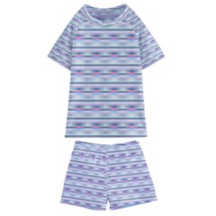 Pastel Lines, Bars Pattern, Pink, Light Blue, Purple Colors Kids  Swim Tee And Shorts Set by Casemiro