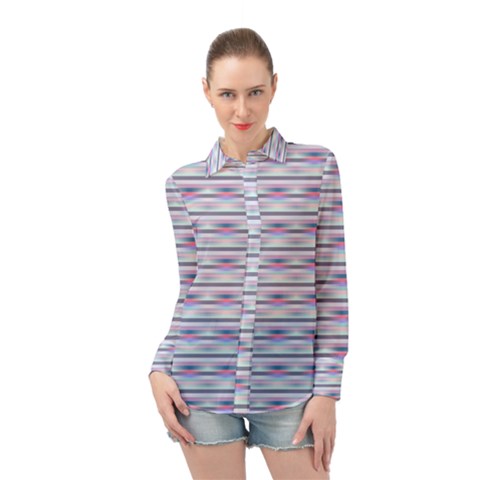 Pastel Lines, Bars Pattern, Pink, Light Blue, Purple Colors Long Sleeve Chiffon Shirt by Casemiro