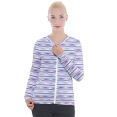 Pastel Lines, Bars Pattern, Pink, Light Blue, Purple Colors Casual Zip Up Jacket by Casemiro