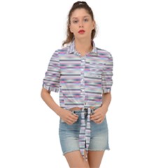 Pastel Lines, Bars Pattern, Pink, Light Blue, Purple Colors Tie Front Shirt  by Casemiro