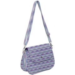 Pastel Lines, Bars Pattern, Pink, Light Blue, Purple Colors Saddle Handbag by Casemiro