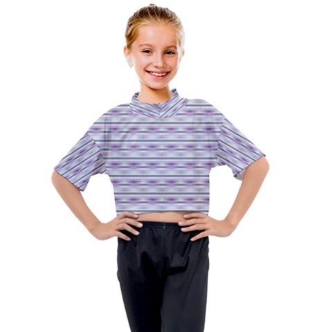 Pastel Lines, Bars Pattern, Pink, Light Blue, Purple Colors Kids Mock Neck Tee by Casemiro