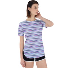 Pastel Lines, Bars Pattern, Pink, Light Blue, Purple Colors Perpetual Short Sleeve T-shirt