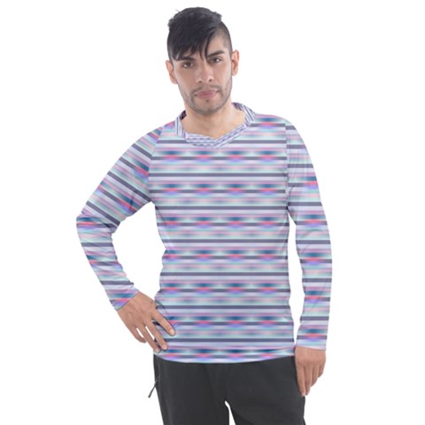 Pastel Lines, Bars Pattern, Pink, Light Blue, Purple Colors Men s Pique Long Sleeve Tee by Casemiro