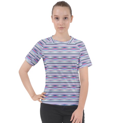 Pastel Lines, Bars Pattern, Pink, Light Blue, Purple Colors Women s Sport Raglan Tee by Casemiro